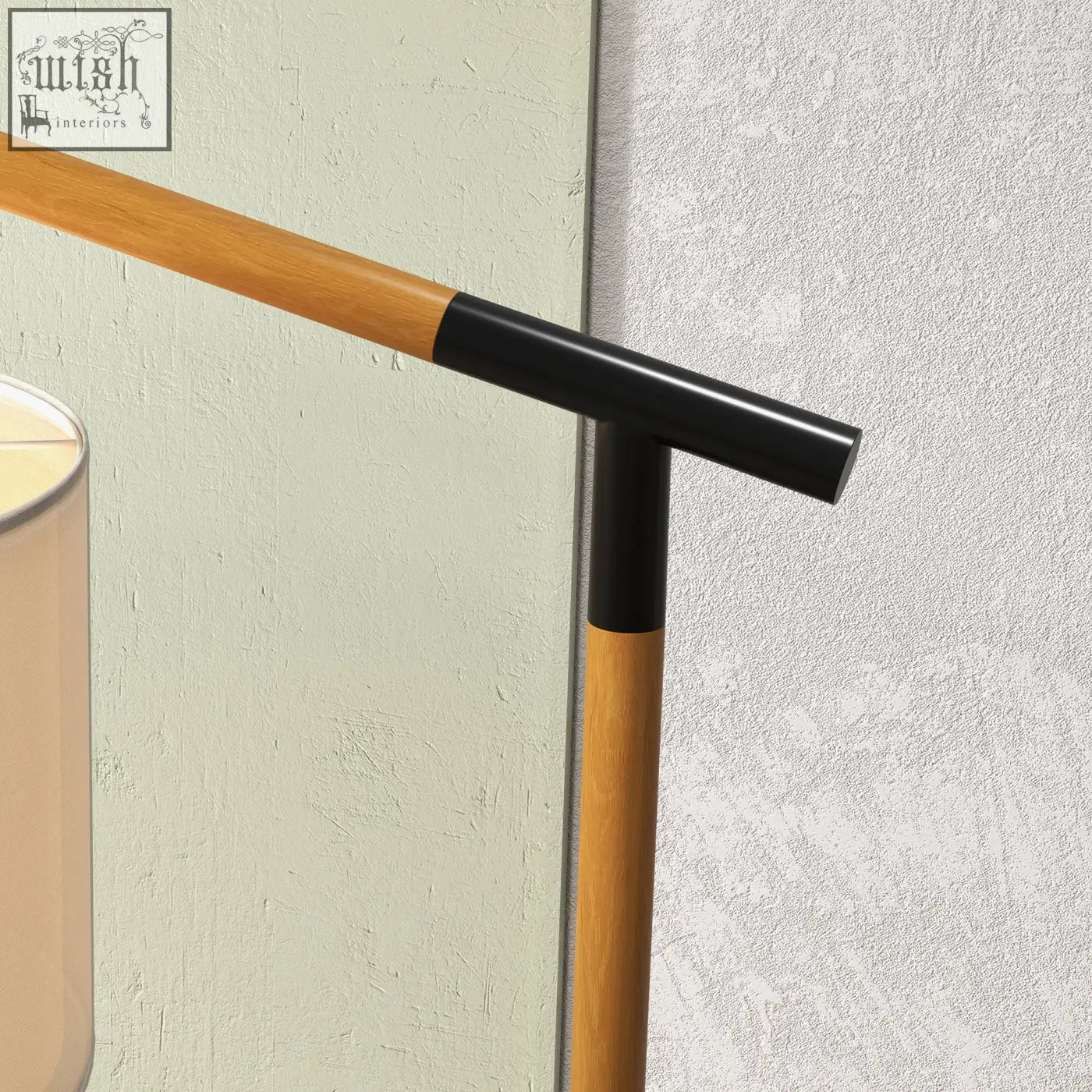 Modern HOMCOM floor lamp with sleek wooden and black metal design and 350° rotating lampshade with led bulb included