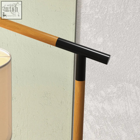 Modern HOMCOM floor lamp with sleek wooden and black metal design and 350° rotating lampshade with led bulb included