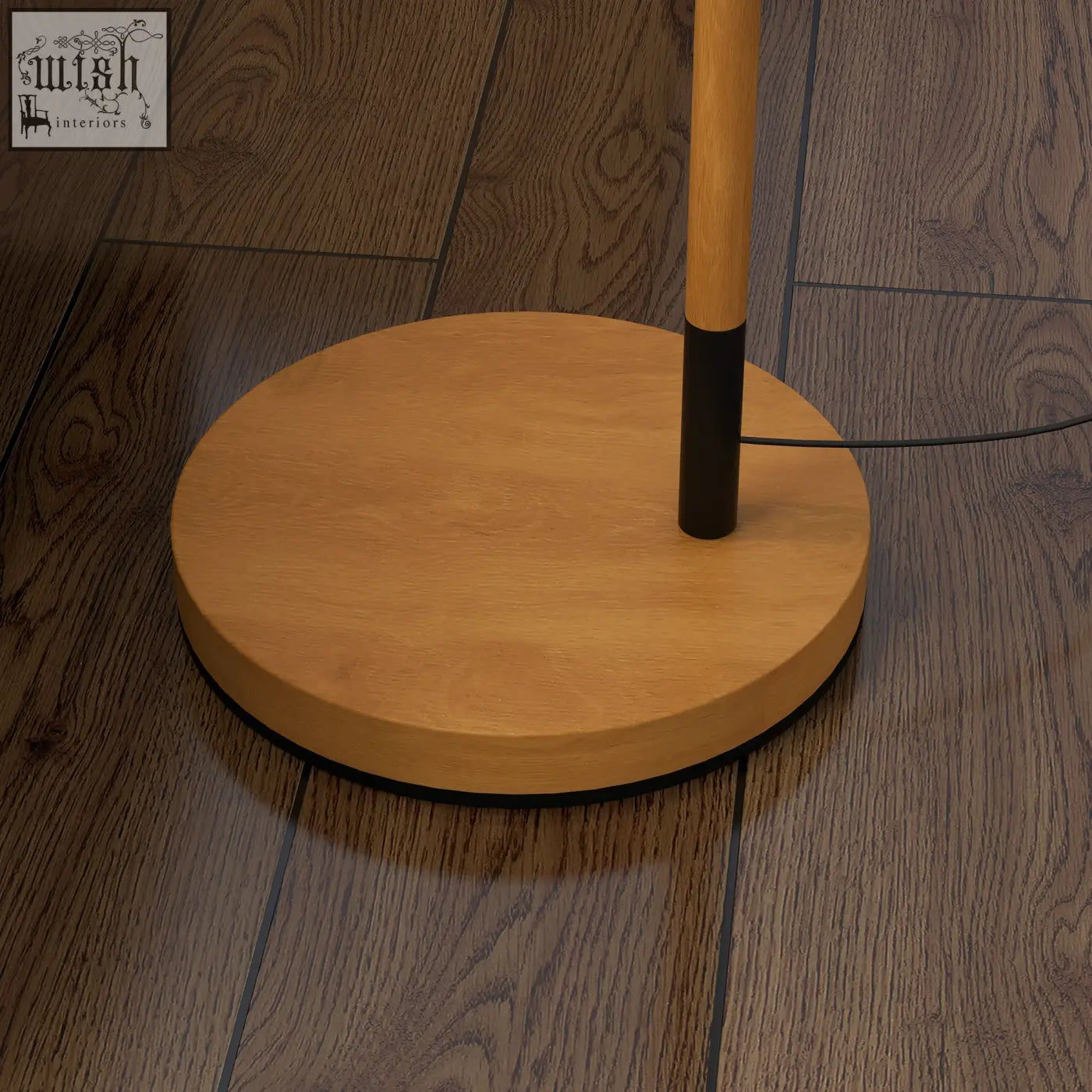 Minimalist homcom metal frame floor lamp with light wood base and stem, black accent, led bulb included for living room