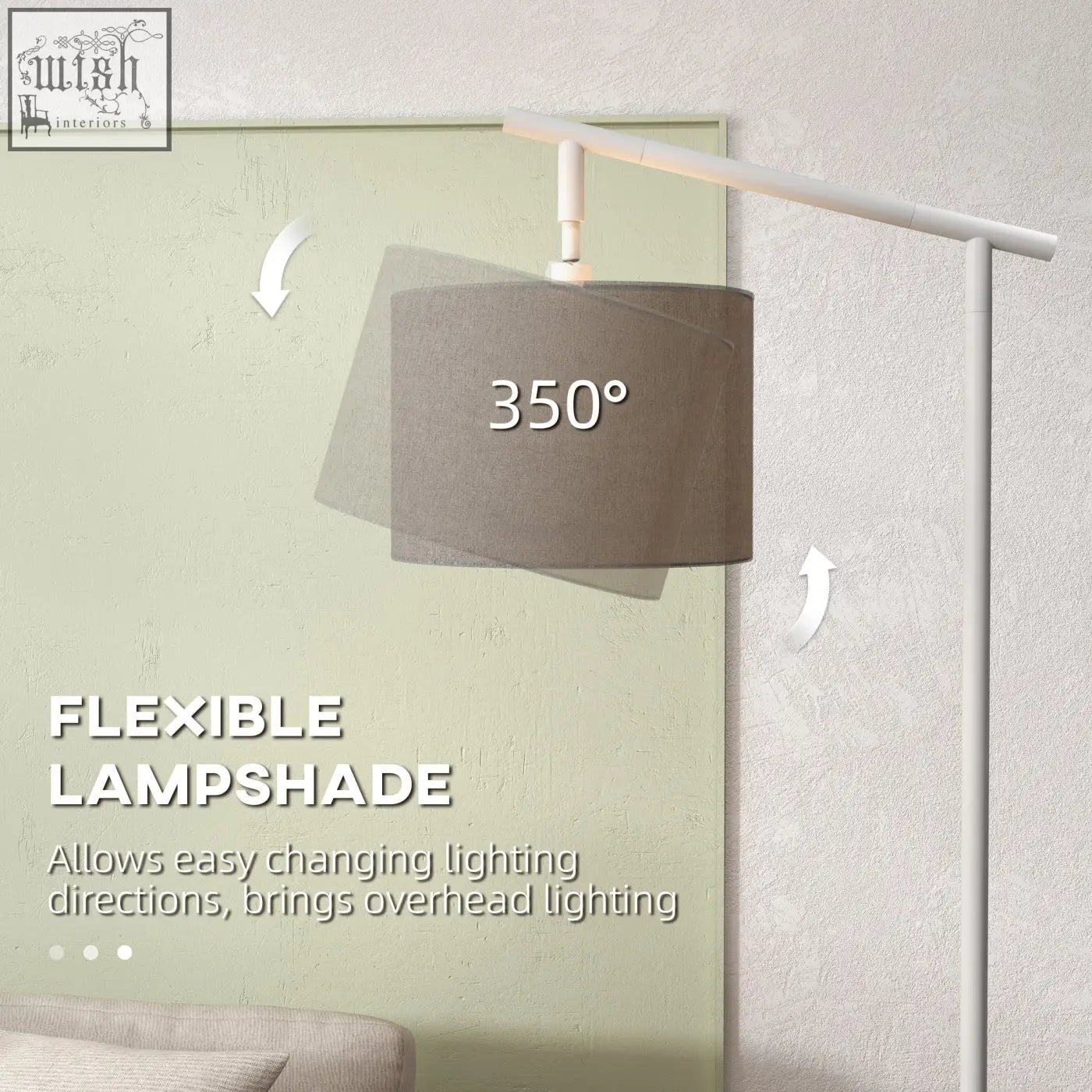 Homcom grey metal frame floor lamp with sleek taupe flexible lampshade and led bulb included for living room