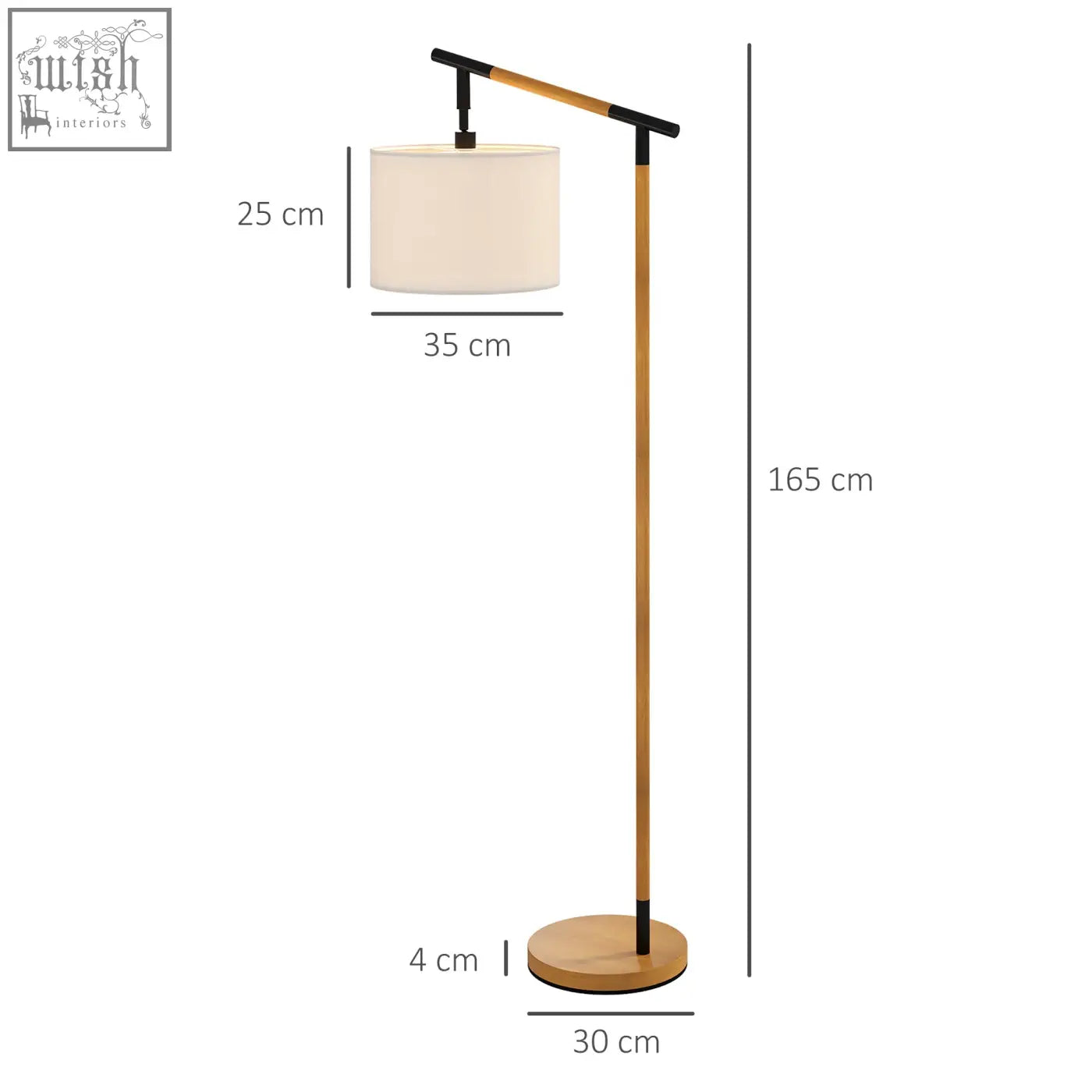 Modern homcom floor lamp with slender gold metal pole black accents off-white shade and led bulb included