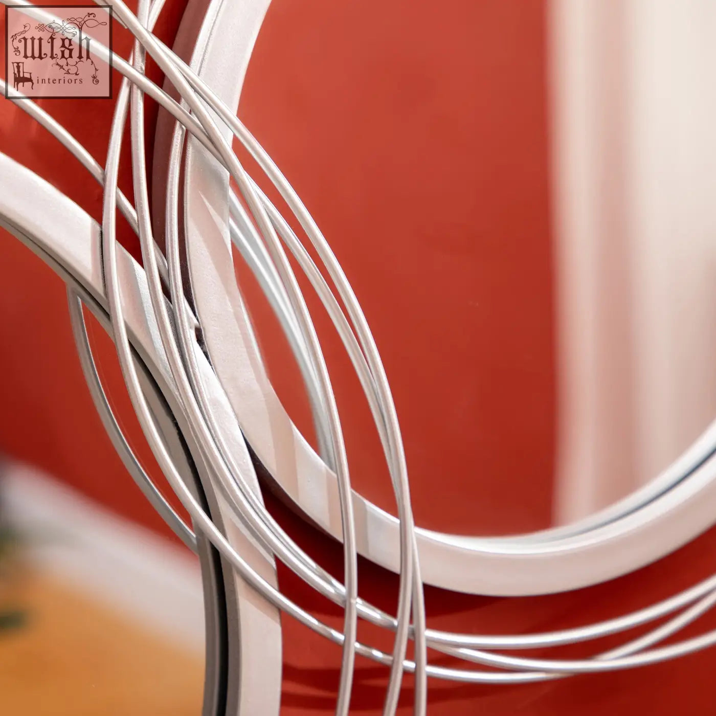 Silver metallic wire rings in a modern abstract design wall art for living room with hanging kit by HOMCOM