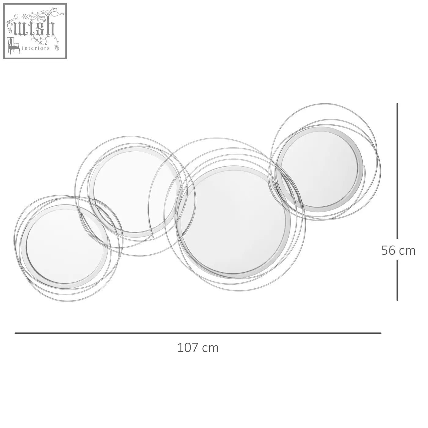 Silver metal wall art with overlapping concentric rings and hanging kit for living room modern decor by HOMCOM