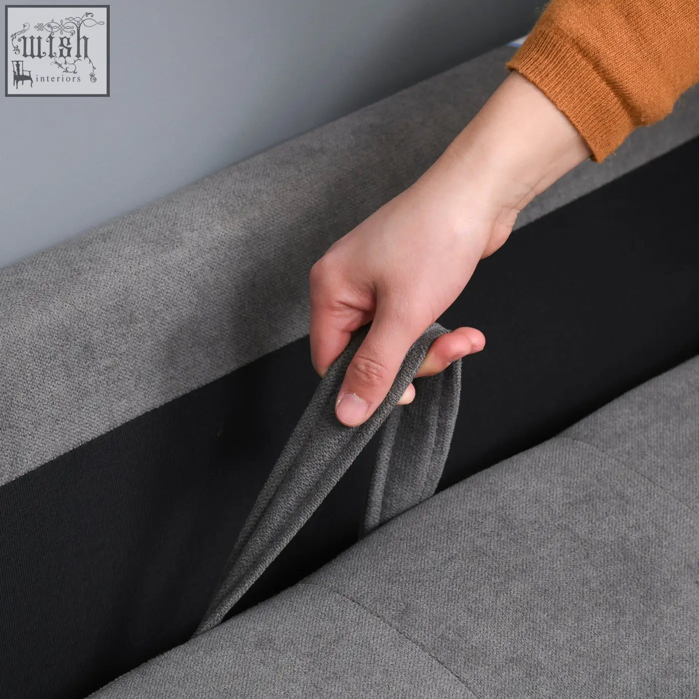 Gray textured fabric sofa cover with matching pull strap on homcom modern 2 seater sofa with eucalyptus wood legs ensure durability