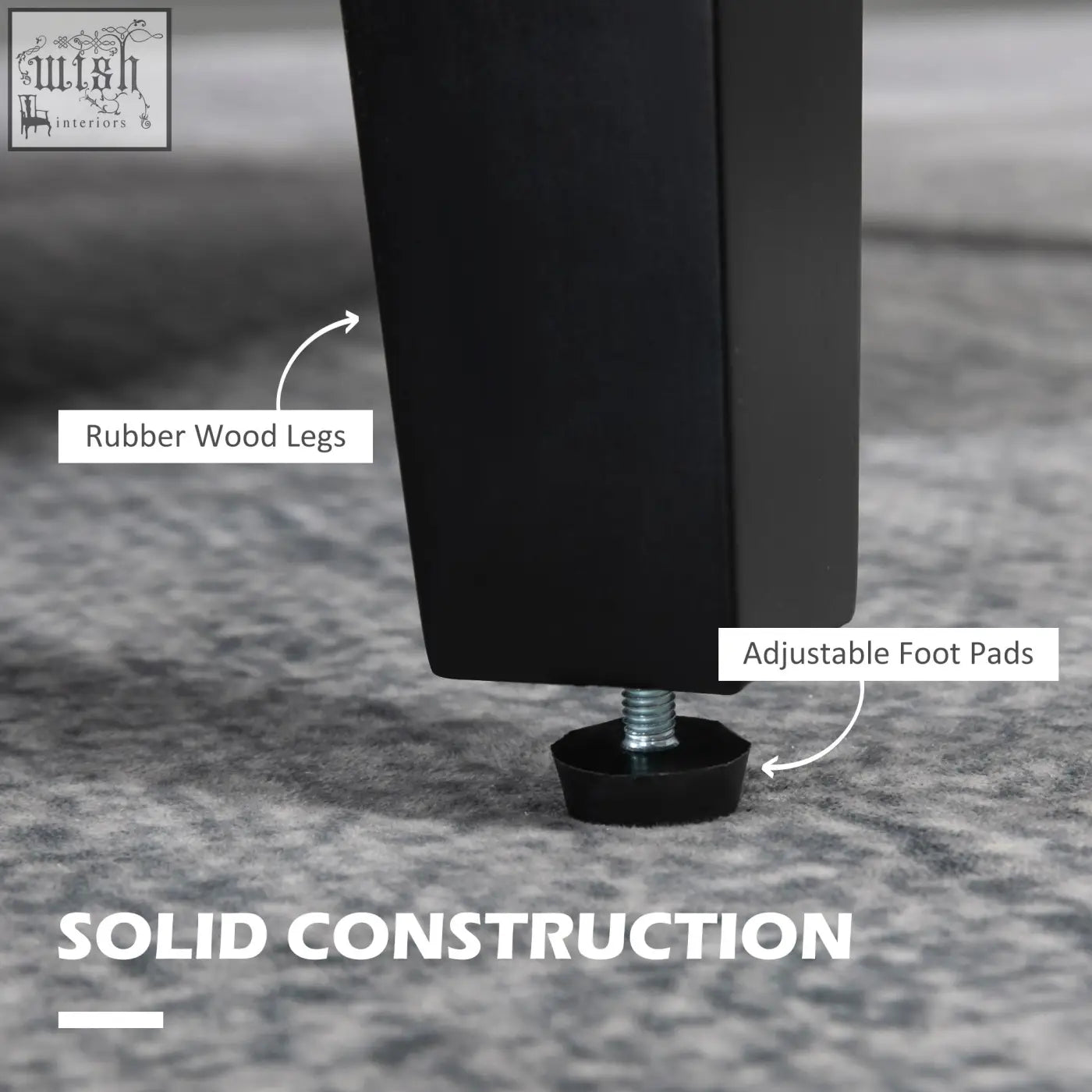 Black rubber wood leg with adjustable foot pad on homcom grey occasional chair for a comfy sitting experience