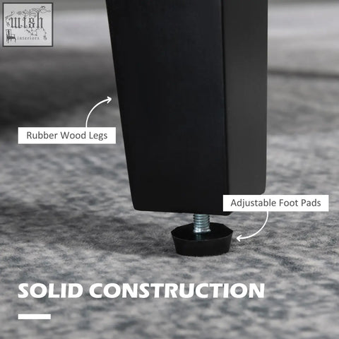 Black rubber wood leg with adjustable foot pad on homcom grey occasional chair for a comfy sitting experience