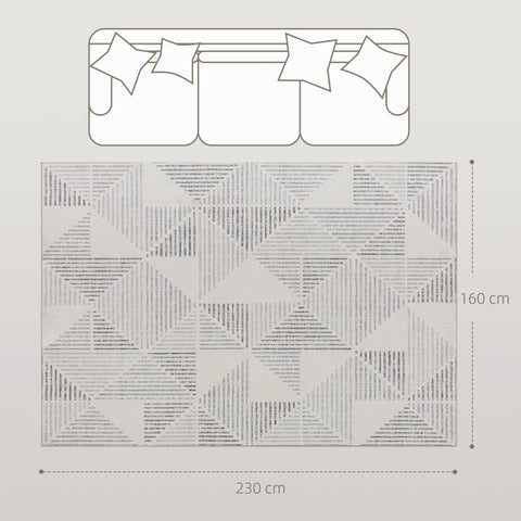 Gray patterned area rug with star motifs and geometric pattern soft non slip washable carpet 230 by 160 cm