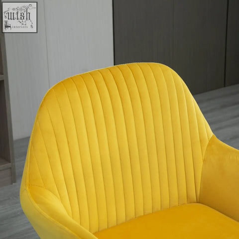 Bright yellow HOMCOM modern arm chair with velvet-feel upholstery and metal base perfect for living room seating