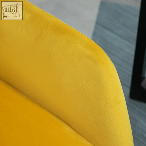 Bright yellow homcom modern arm chair with velvet-feel upholstery and metal base for living room seating