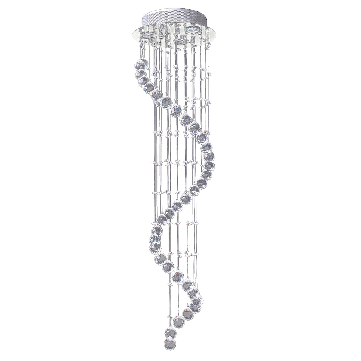 HOMCOM Modern Crystal Chandelier Ceiling Light Pendant Lamp Chrome Finish Glass Droplets New, Ф30 x 120cm
