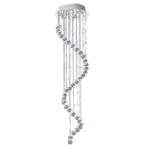 HOMCOM Modern Crystal Chandelier Ceiling Light Pendant Lamp Chrome Finish Glass Droplets New, Ф30 x 120cm