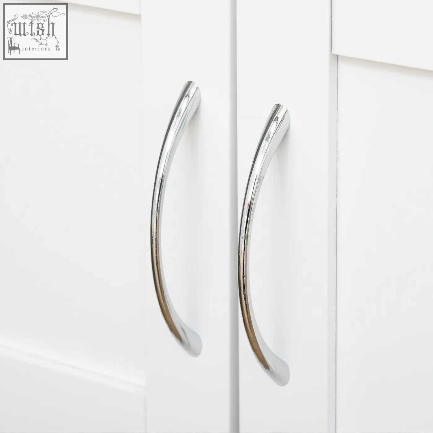 Chrome finished curved handles on homcom modern kitchen trolley with wooden countertop and three three-bottle wine rack
