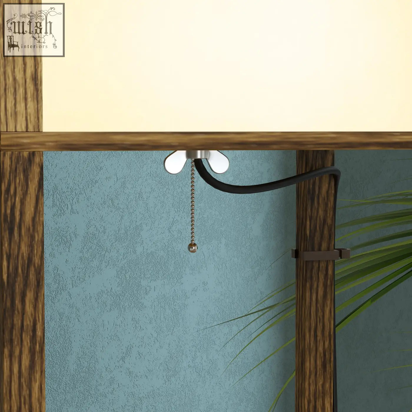 Homcom modern shelf floor lamp with wooden frame cream shade and metallic pull chain featuring two middle shelves in brown
