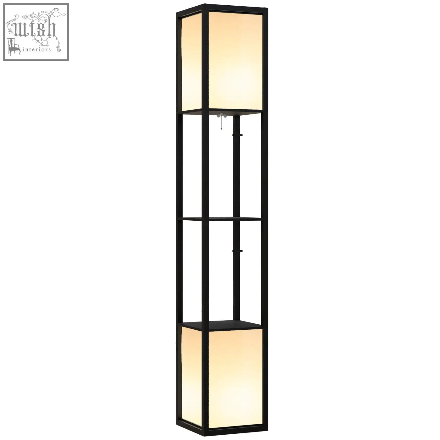 Black homcom modern shelf lamp with two middle shelves and dual ambient lights for living room or bedroom