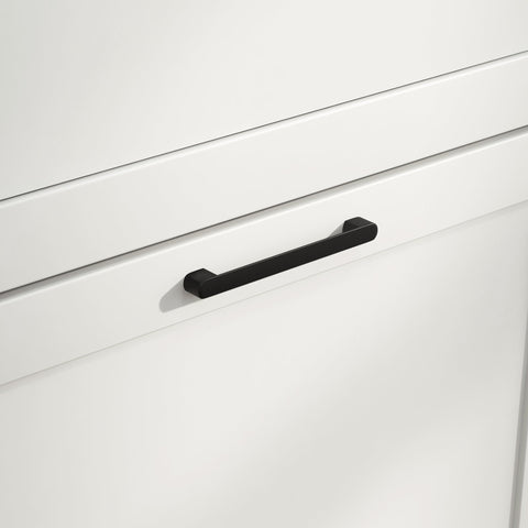 Black matte drawer pull on homcom modern white shoe storage cabinet with sleek minimalist design for entryway use