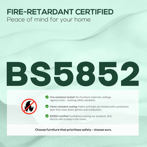 Bs5852 fire-retardant label on dark green velvet accent chair with enveloping wingback design and four-star swivel base