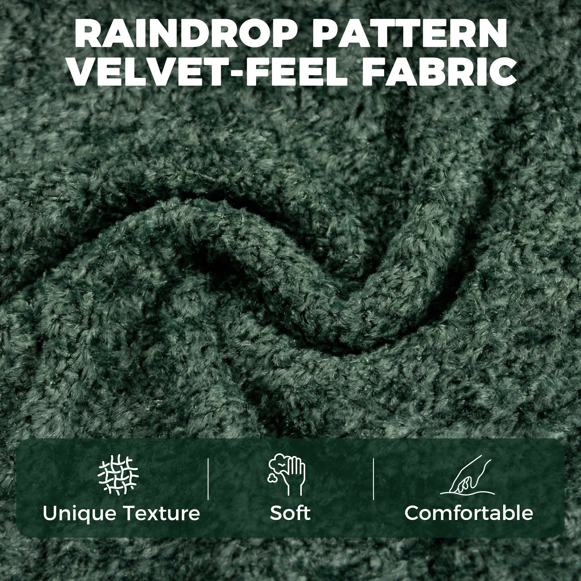 Dark green velvet-feel fabric with raindrop pattern on homcom accent chair with enveloping wingback design