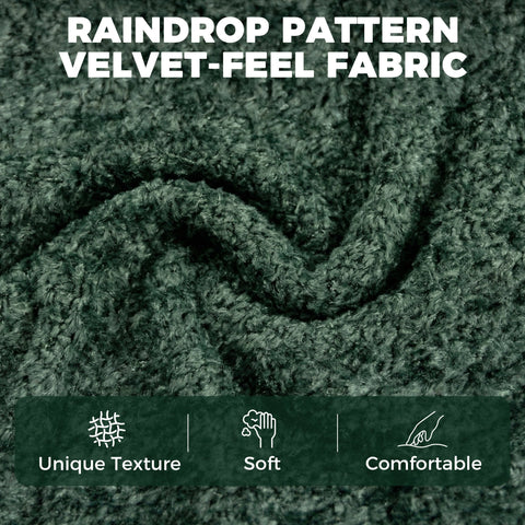 Dark green velvet-feel fabric with raindrop pattern on homcom accent chair with enveloping wingback design