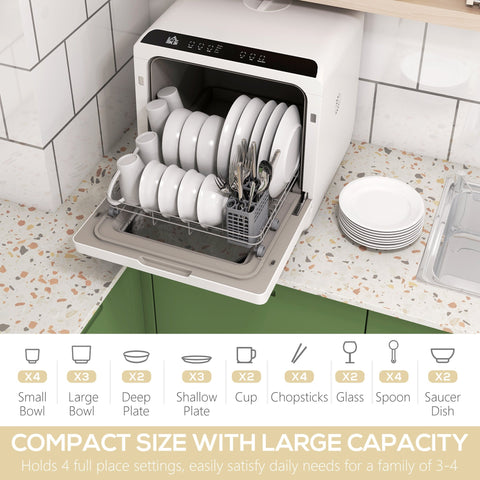 HOMCOM Multi-Program 6L Tabletop Dishwasher