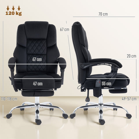 Black leather homcom office chair with quilted backrest chrome base and vibration massage for comfy work use