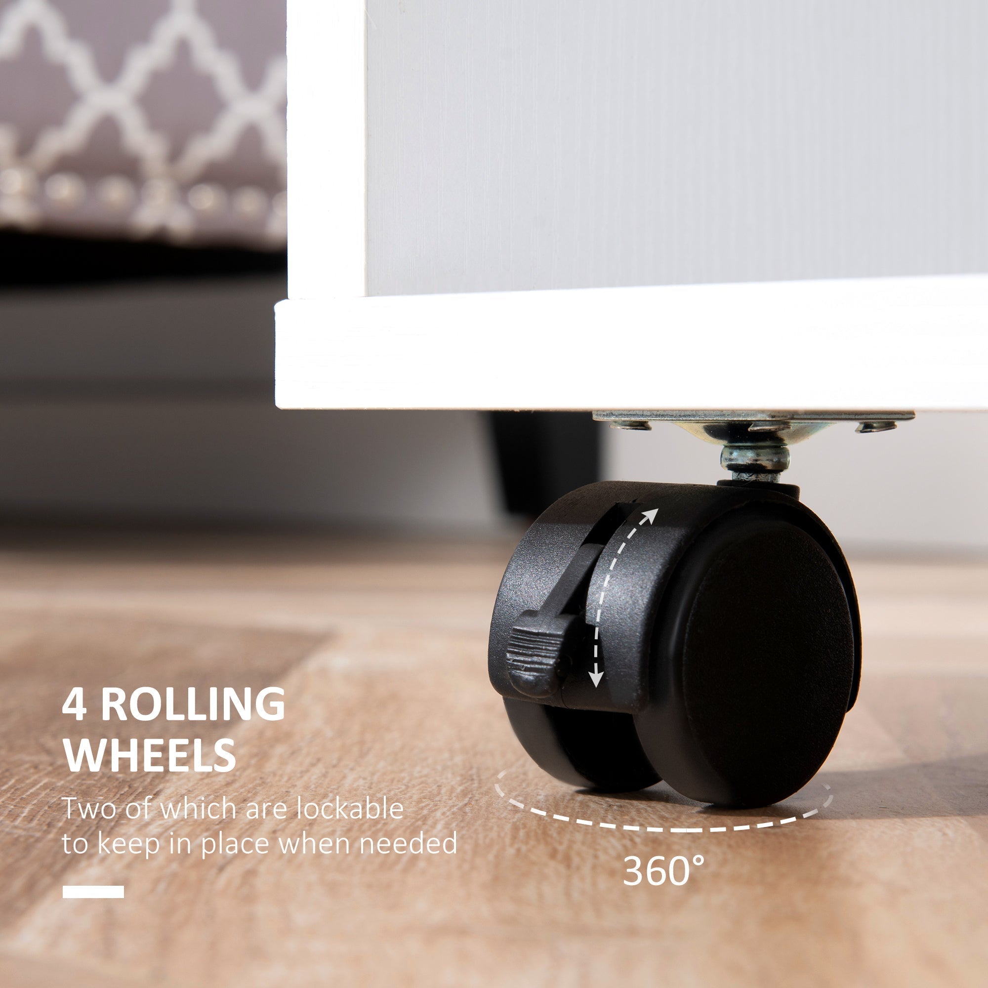 Black durable plastic caster wheel with swivel lock for homcom mobile garment rack with aluminium hanging rail and particle board shelves