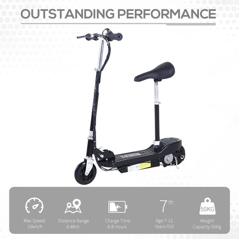 HOMCOM Outdoor Ride On Powered Scooter 120W Motor Bike 2 x 12V Battery - Black