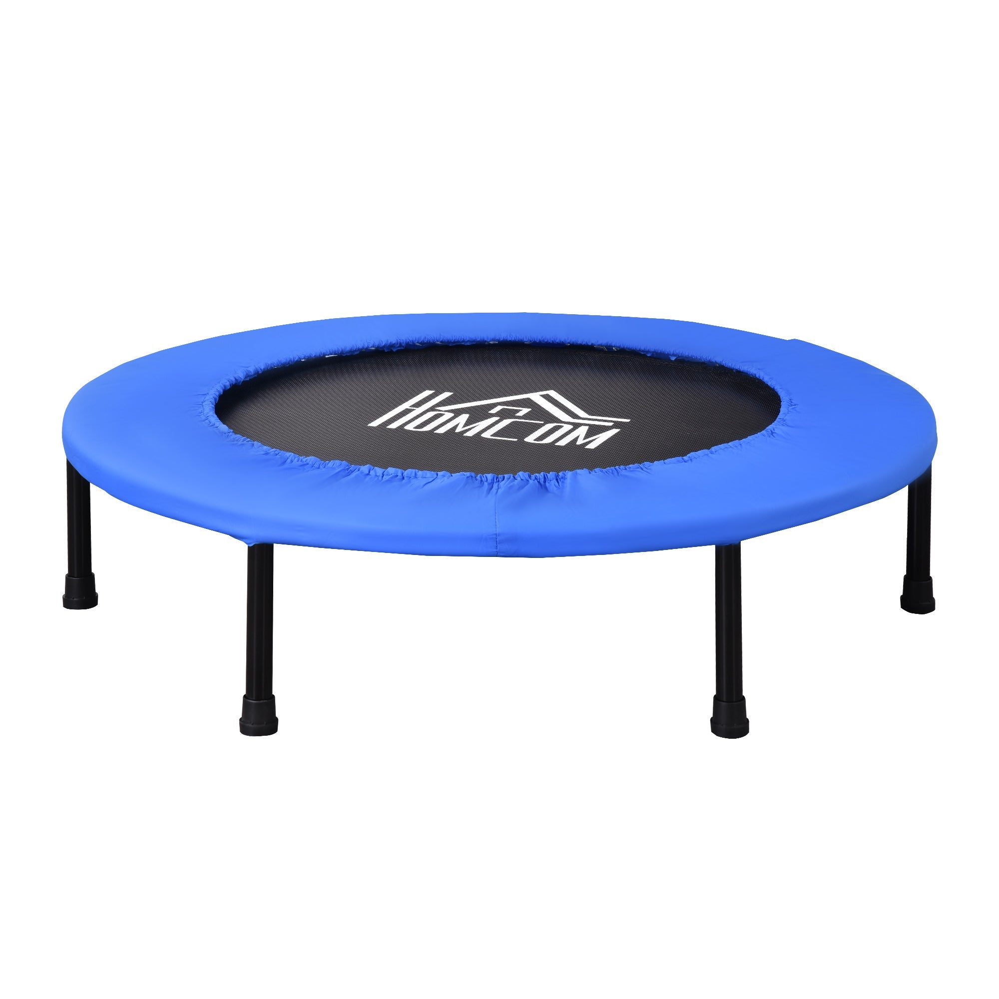Blue homcom mini trampoline with black metal frame and legs for indoor outdoor fitness and yoga use