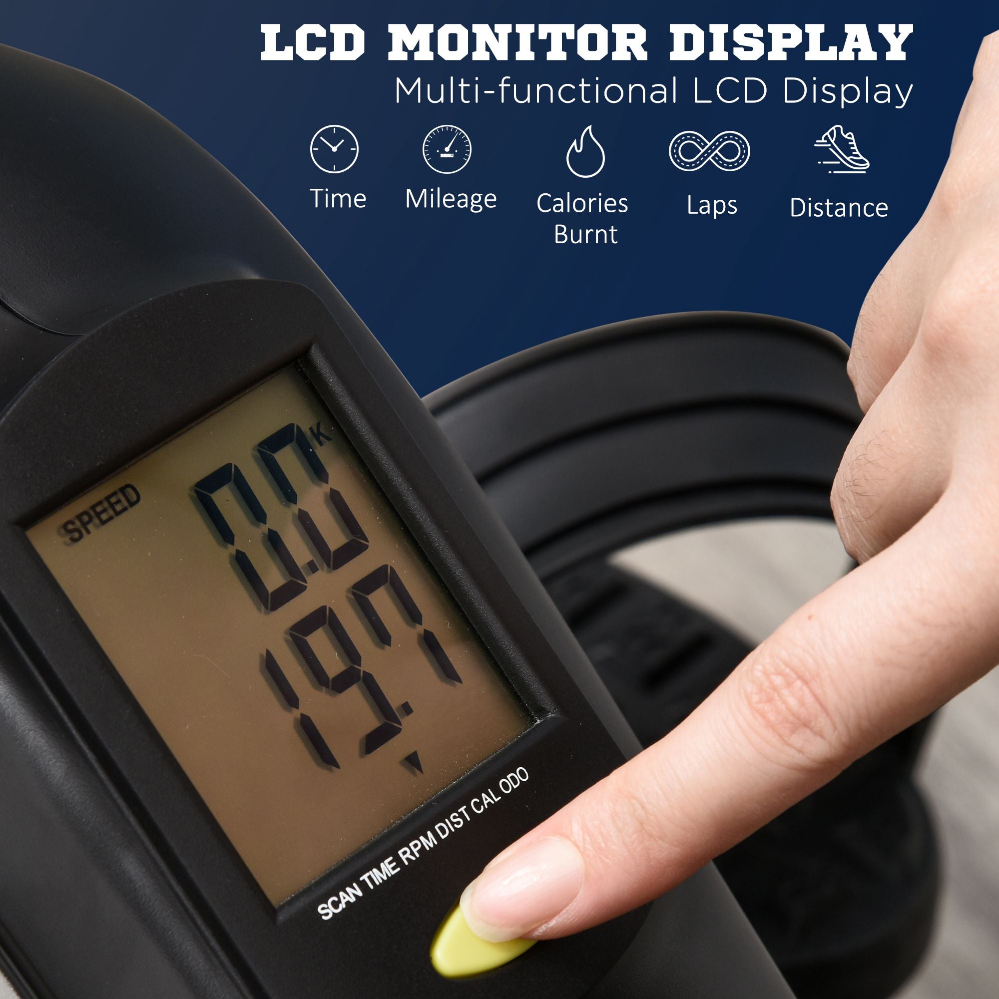 Black homcom pedal exerciser with lcd display shows speed distance and resistance knob for sitting down workouts