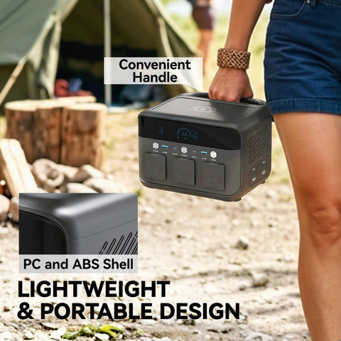 Black HOMCOM portable power station with pc abs shell handle and lifepo4 battery for fast charging and camping power