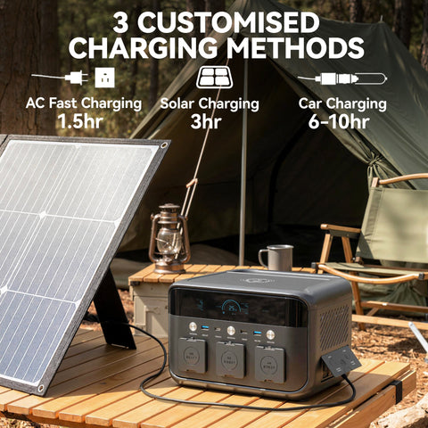 Black homcom portable power station with lifepo4 battery multiple output ports fast charge for camping power station