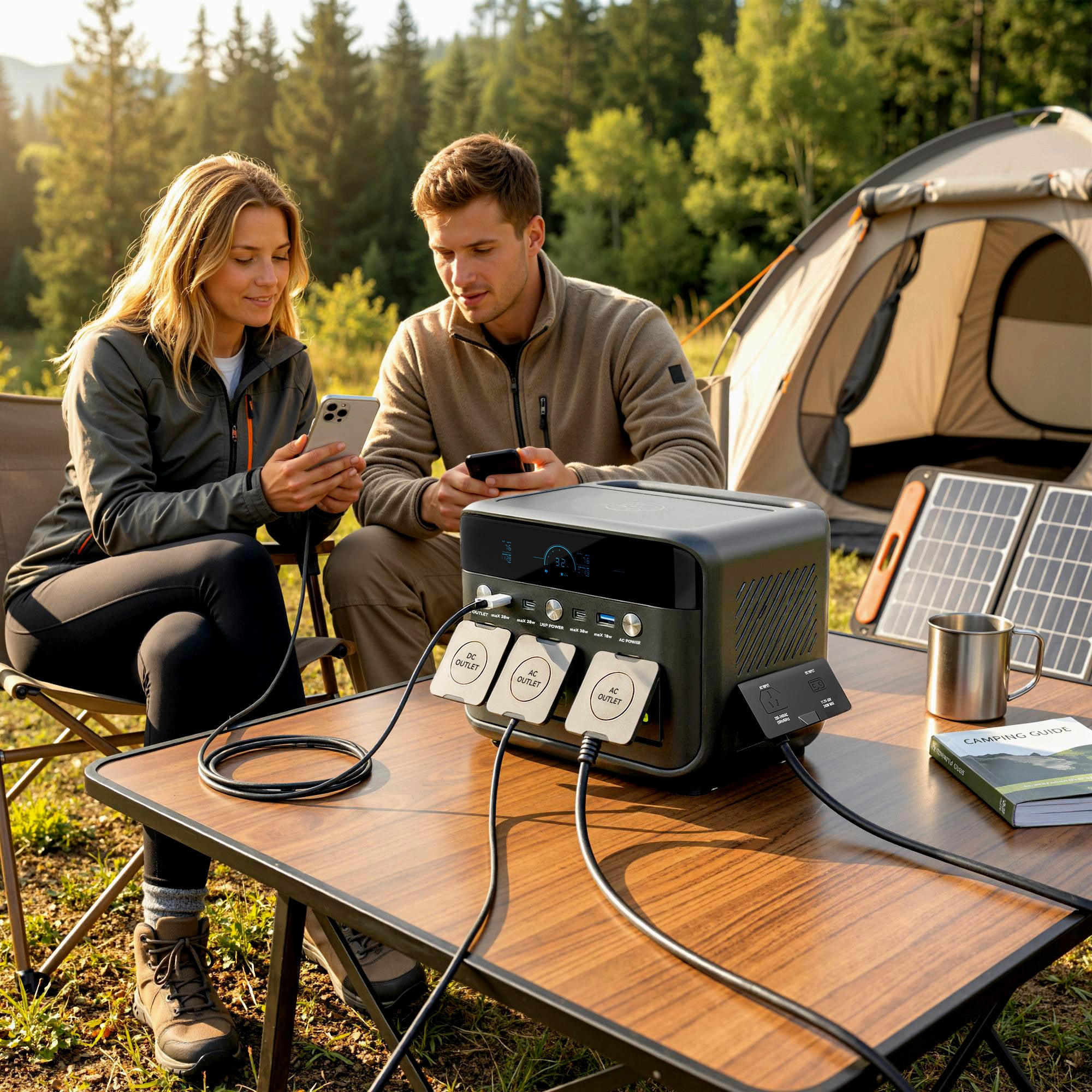 Black homcom portable power station with lifepo4 battery and 600w ac usb outputs for fast camping power