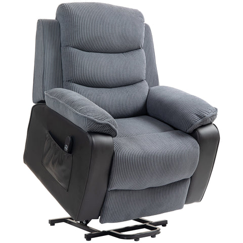 HOMCOM Power Lift Recliner Chair for Elderly, Patchwork Design Oversized Electric Riser and Recliner Armchair for Living Room with Remote Control, USB Port and 2 Side Pockets, Dark Grey