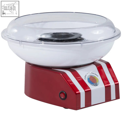 Red and white striped homcom professional candy floss machine with food grade stainless steel and clear dome lid