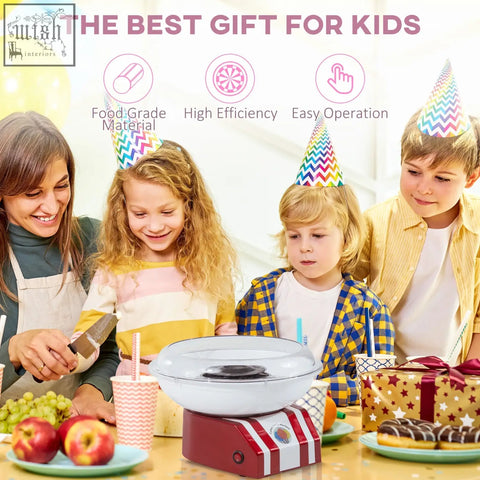 Red and white striped professional candy floss machine with food grade stainless steel and clear dome lid for parties