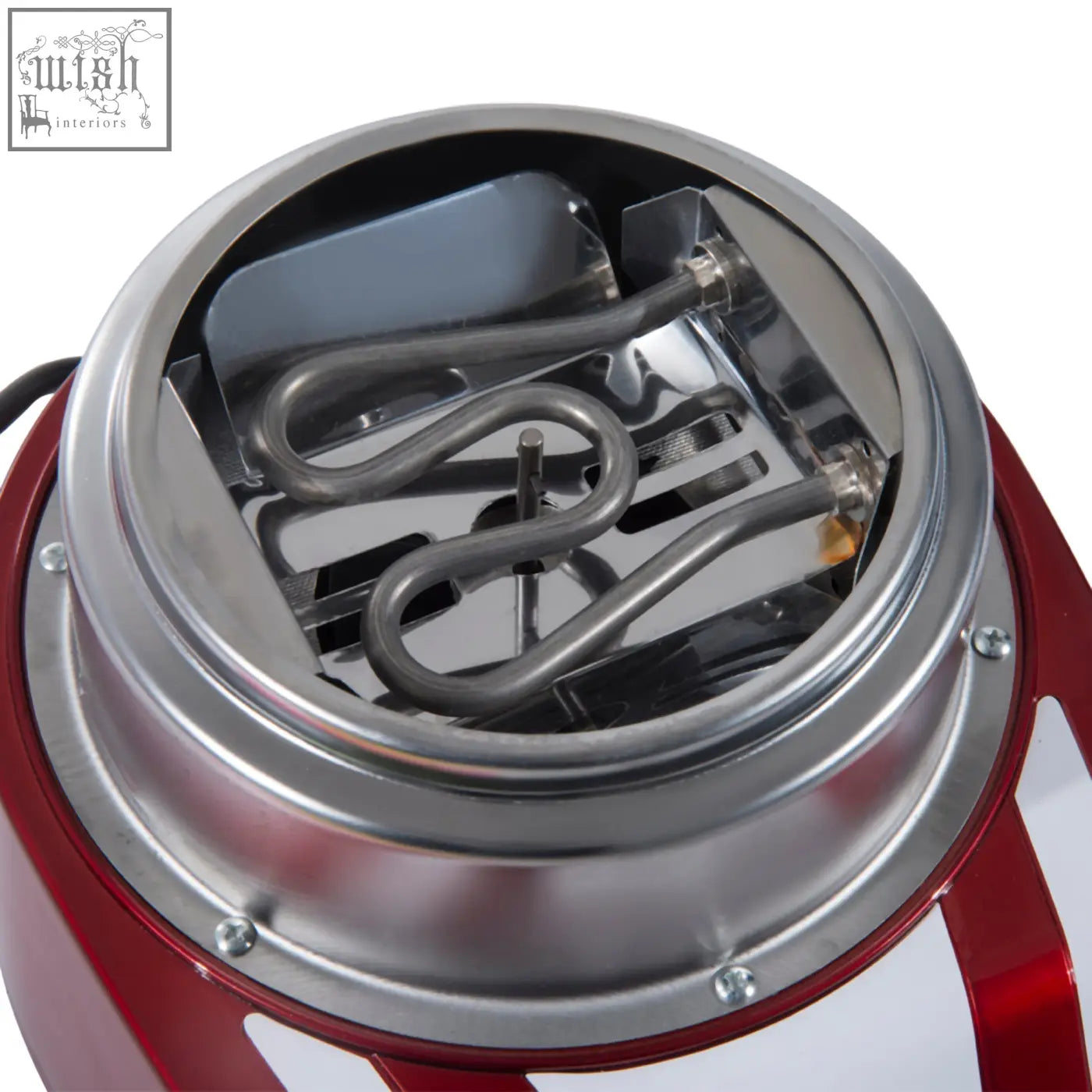 Red and silver HOMCOM candy floss machine with food grade stainless steel electric hot pot base and coiled heating elements