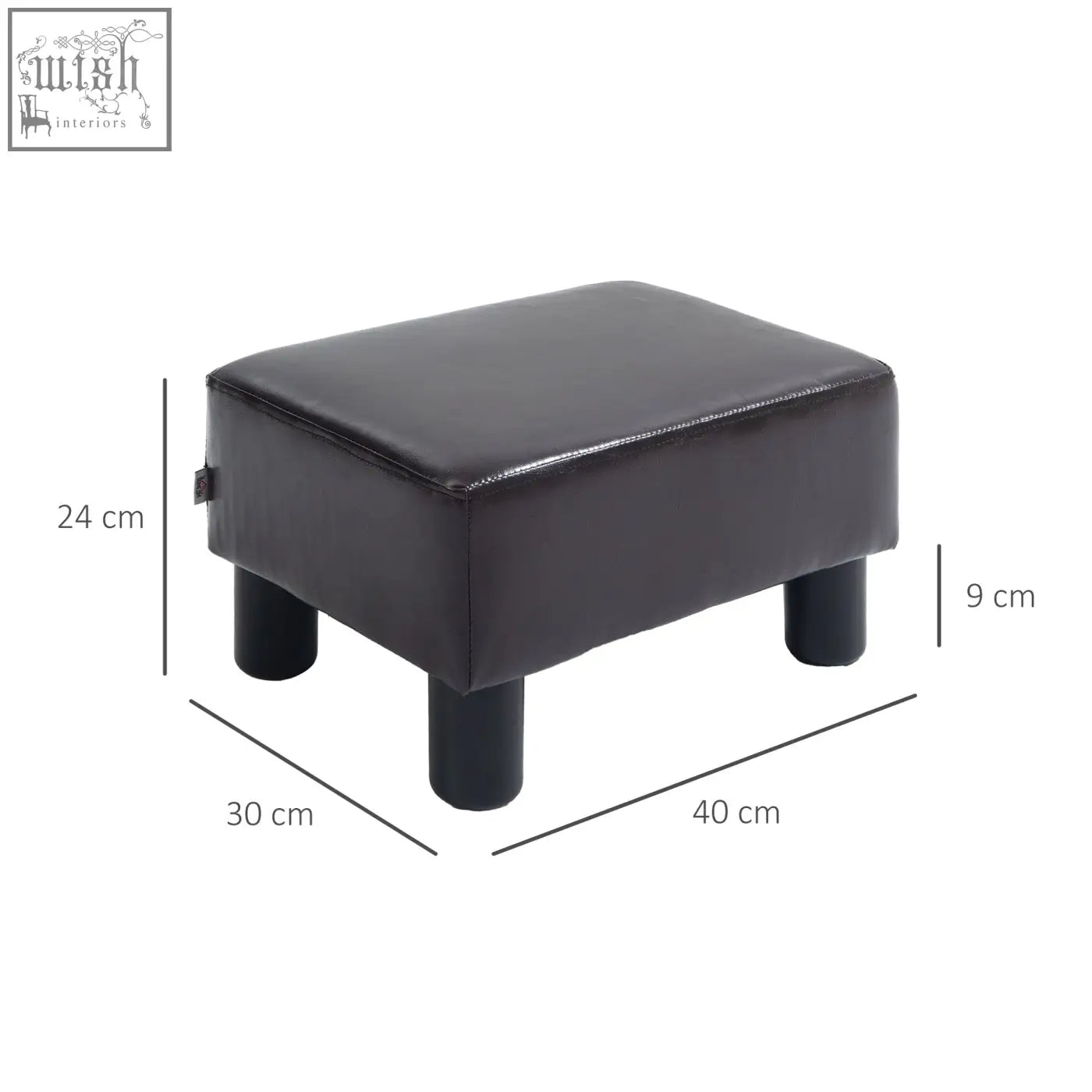 Brown homcom pu leather foot stool ottoman cube with wooden frame and four sturdy plastic legs