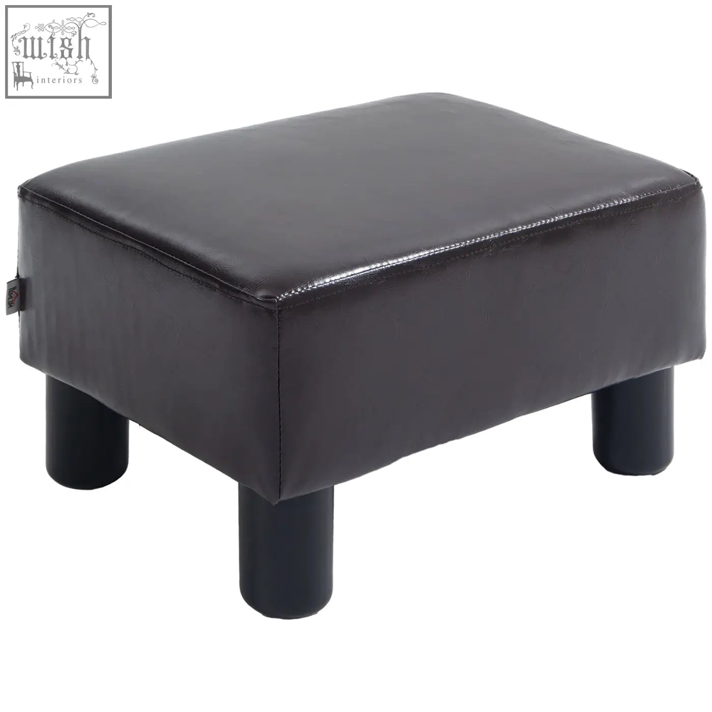 Brown homcom pu leather foot stool ottoman cube with wooden frame and four plastic legs for living room use