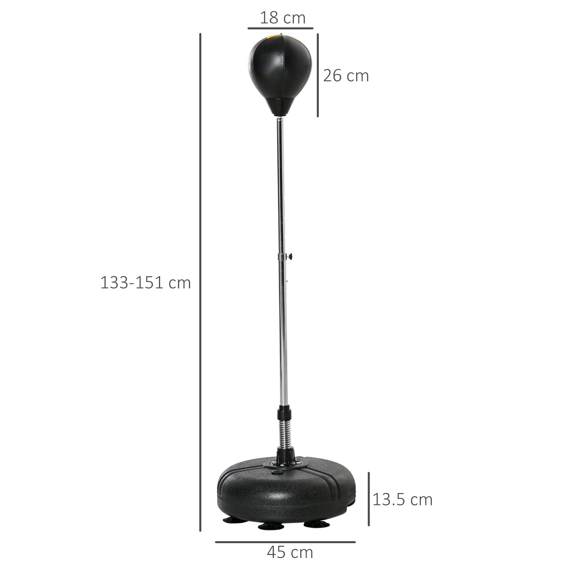 Homcom black leather punch bag with silver metal stand and adjustable height perfect for boxing ball training