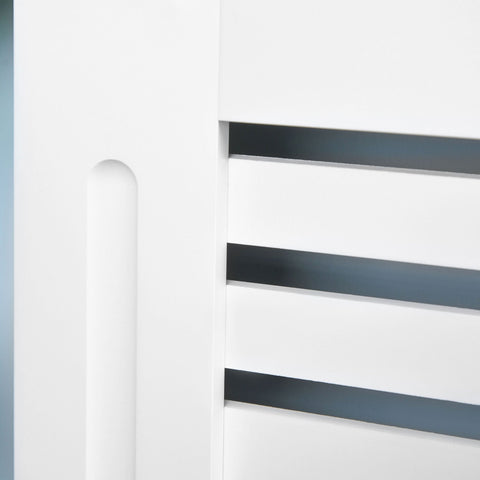HOMCOM Radiator Cover, Modern MDF White Painted Cabinet with Horizontal Slats for Living Room, Bedroom, 172L x 19W x 81H cm
