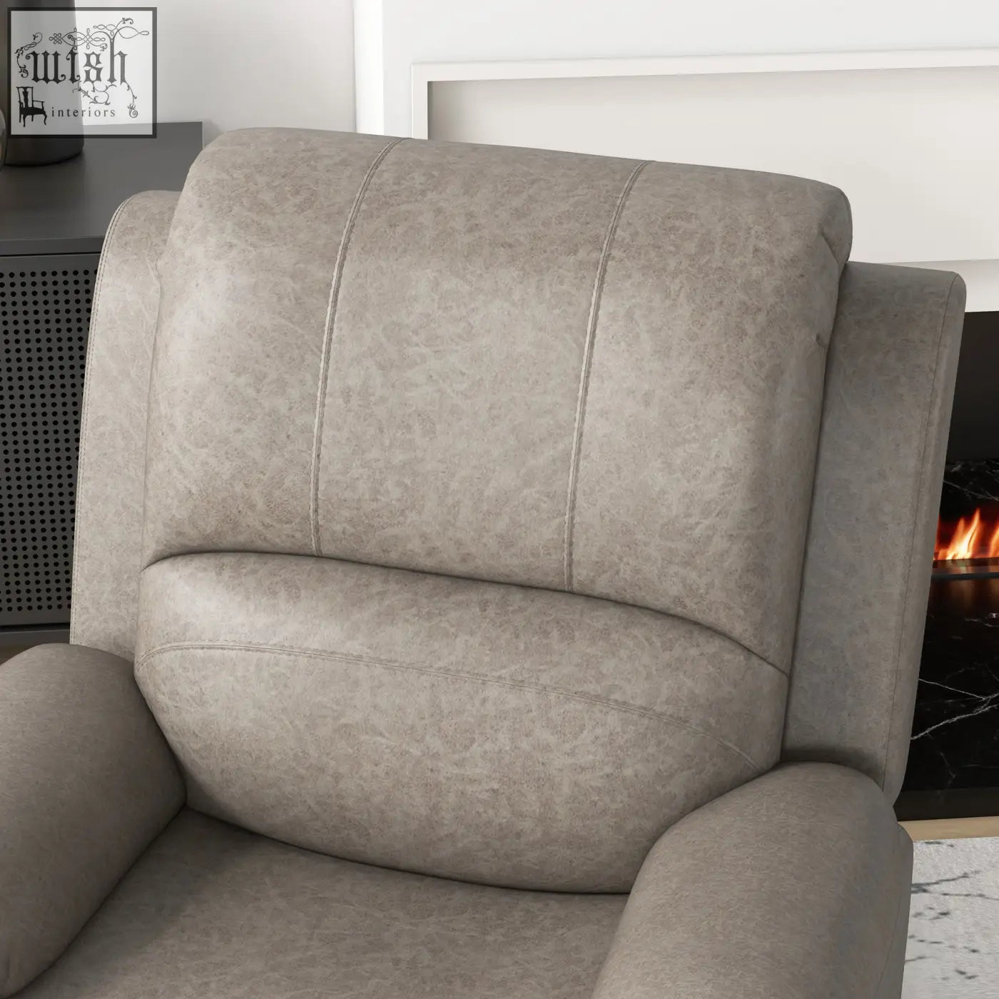 Beige faux leather homcom recliner chair with textured pattern and stitched paneling for home living room use