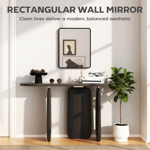 Black rectangular wall mirror by HOMCOM with sleek metal frame and high definition glass backboard ensure clear reflection