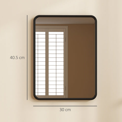 Homcom wall mirror with sleek black metal frame and hd glass measuring 40.5 cm by 30 cm with sturdy backboard