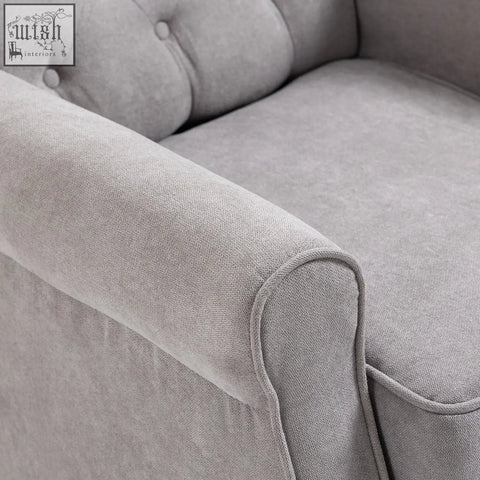 Grey HOMCOM retro accent chair with button tufted design upholstered in textured fabric for living room use