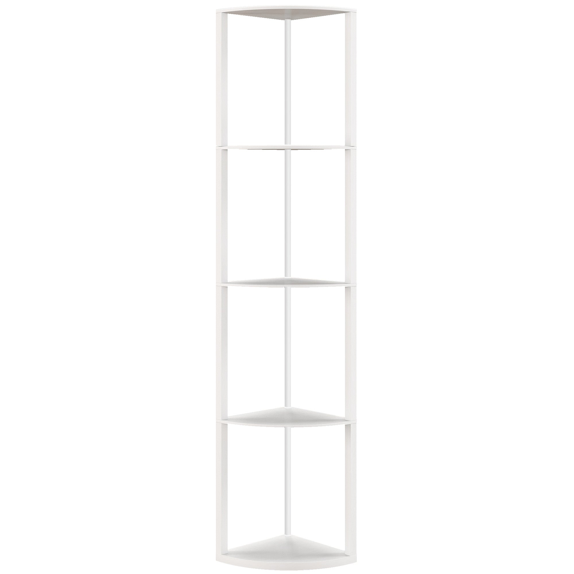 White corner shelf floor lamp with four tiers dimmable remote control and max load for living room use