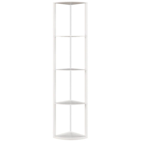 White corner shelf floor lamp with four tiers dimmable remote control and max load for living room use