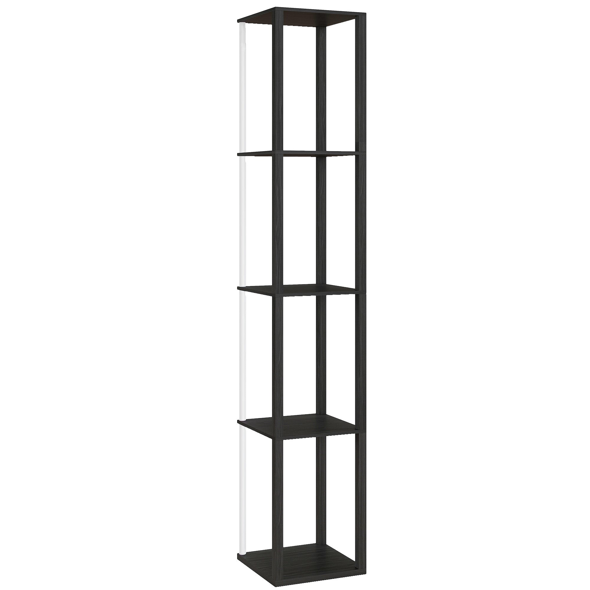Black and white modern corner shelf paired with homcom rgb led floor lamp with remote control and adjustable brightness