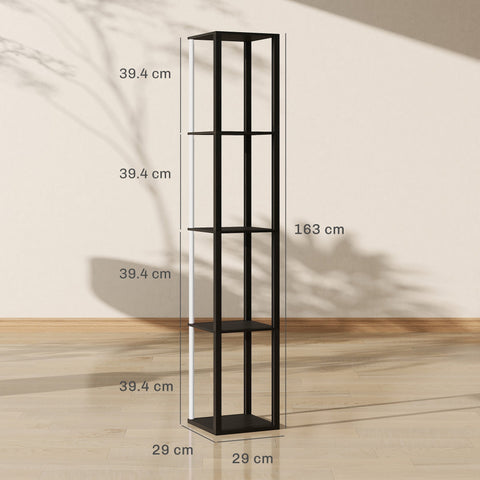 Black metal floor lamp with four shelves rgb led dimmable with remote control for living room and office use