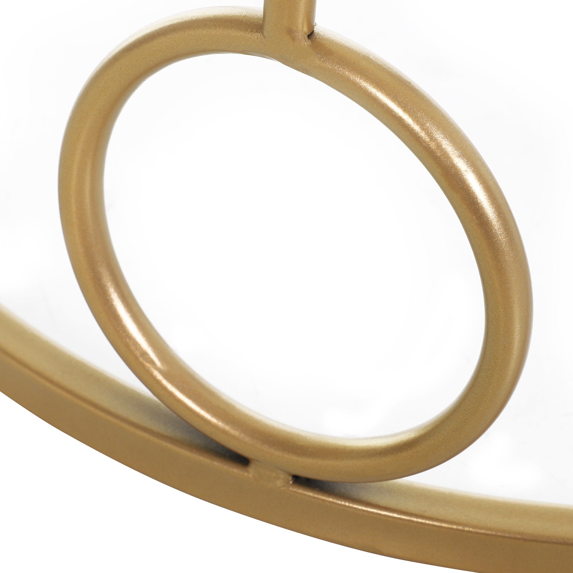 Gold-toned metal ring with a smooth polished finish part of homcom gold nesting side tables with tempered glass top