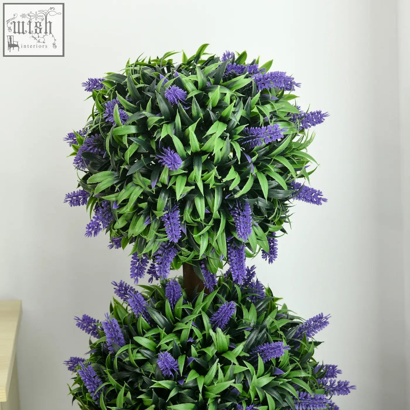 Homcom set of 2 artificial plants with two-tiered lavender flowers topiary trees in pots for indoor outdoor decor 110cm