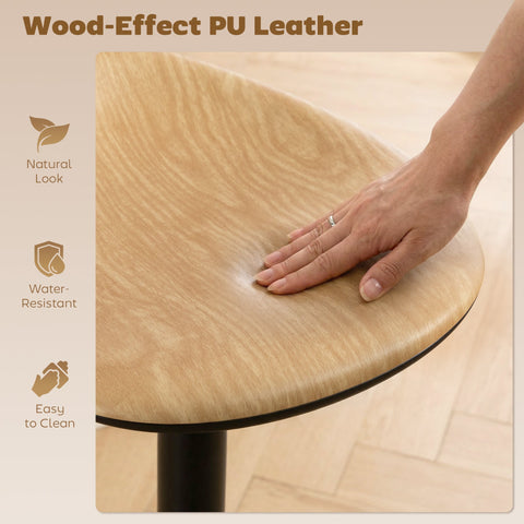 Homcom set of 2 oak bar stools with 40w x 40d pu leather round seat height adjusts swivel with footrest